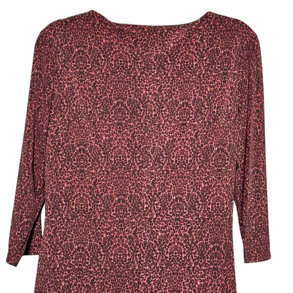 American Living Animal Print Faux Wrap Surplice Career Black and Maroon Dress - Picture 6 of 8